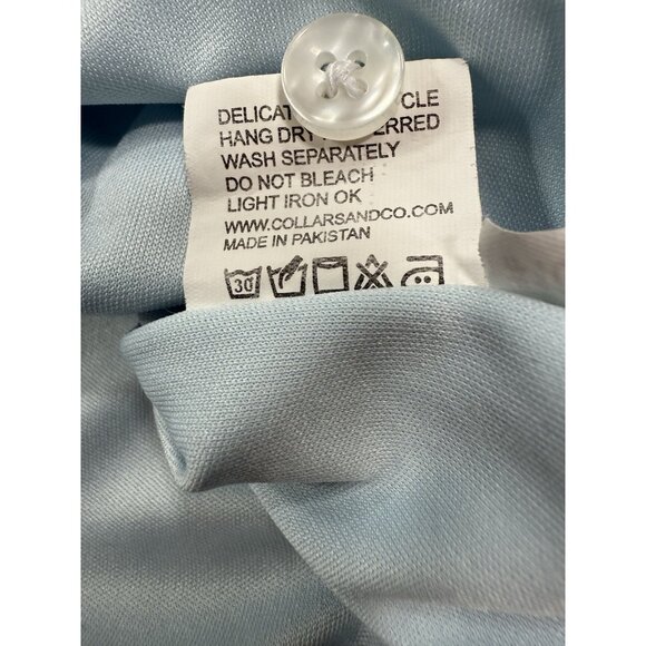 Collars And Co Mens Dress Collar Polo Shirt Size Large Golf Performance Blue - Picture 7 of 9